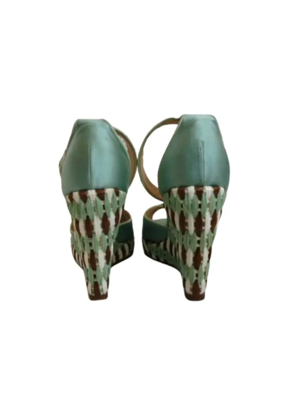 Salvatore Ferragamo Light Green Platform Raffia Heel